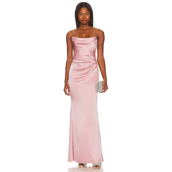 Katie May Taylor Strapless Gown Satin Party Formal Wedding Gala Prom Pink Sz XS - Picture 2 of 10